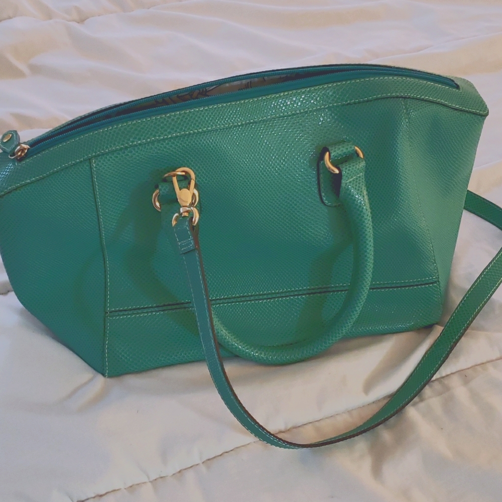 Turquoise Teal Leather Handbag